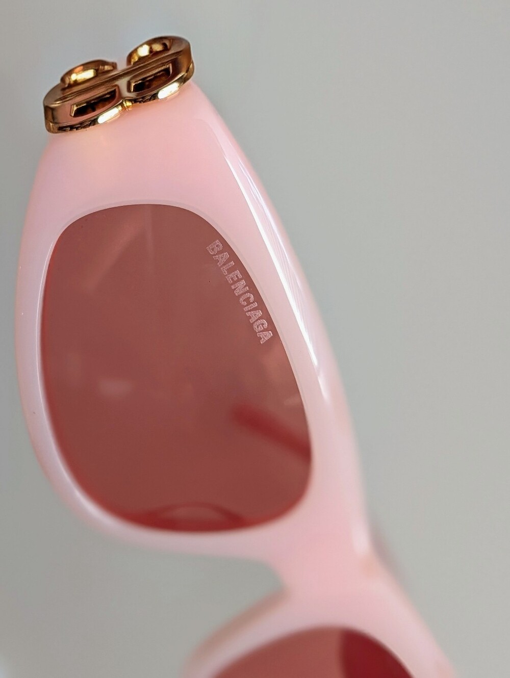 Balenciaga BB0095S Pink Gold Cat Eye Sunglasses BB Logo NWT Made In Italy - Picture 4 of 16